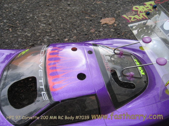 Vintage fastharrycom Flamed HPI 97 Corvette RC Body 200 MM Lexan with a BIG