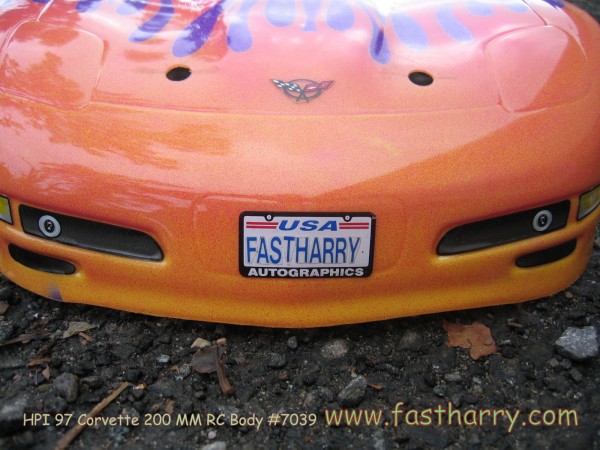 fastharrycom Vintage Flamed HPI Corvette RC Body 200 mm